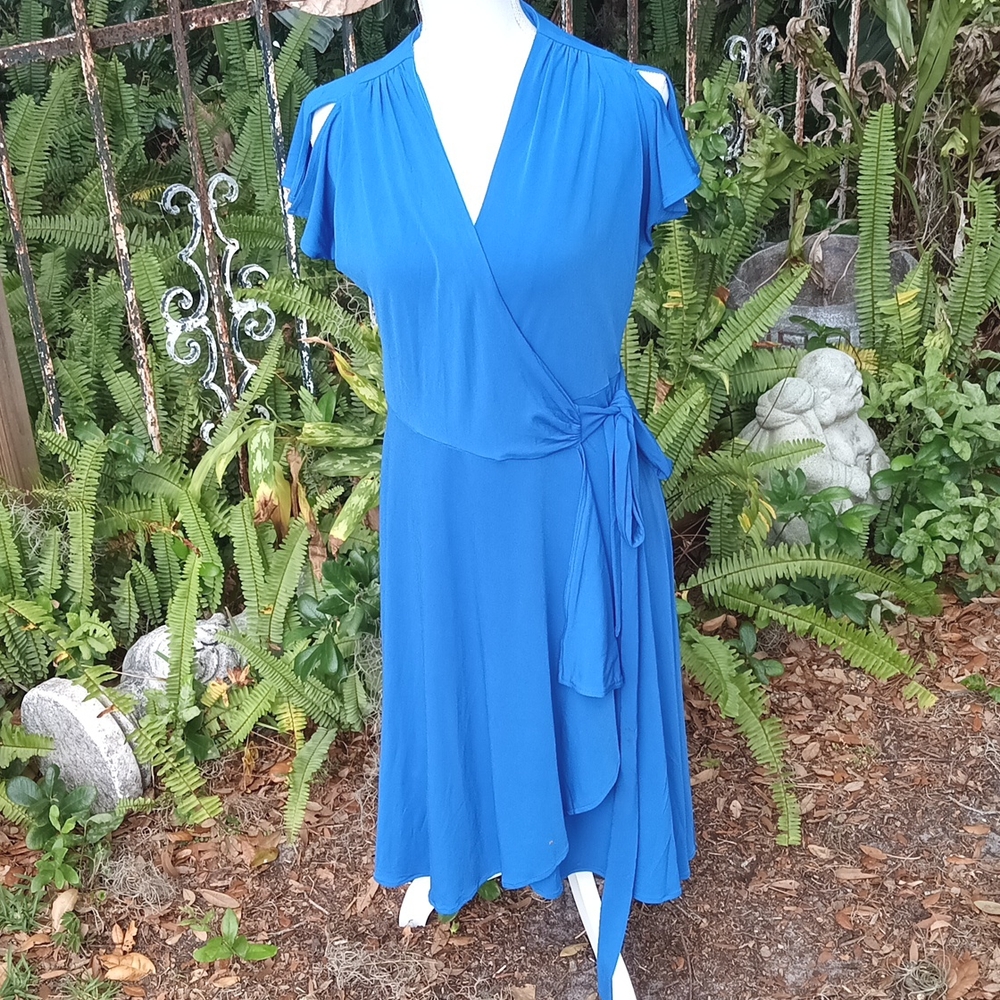 Vicky Tiel royal blue wrap dress S/M